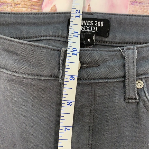 NYDJ Curves 360 Heather Gray Velvet Crush Straight Leg Jeans • Sz 8 - Picture 11 of 13